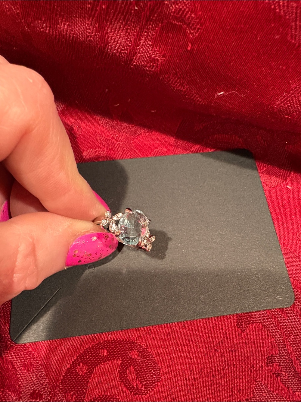 Elegant Silver Ring with Light Blue Center StoneFashion Jewelry